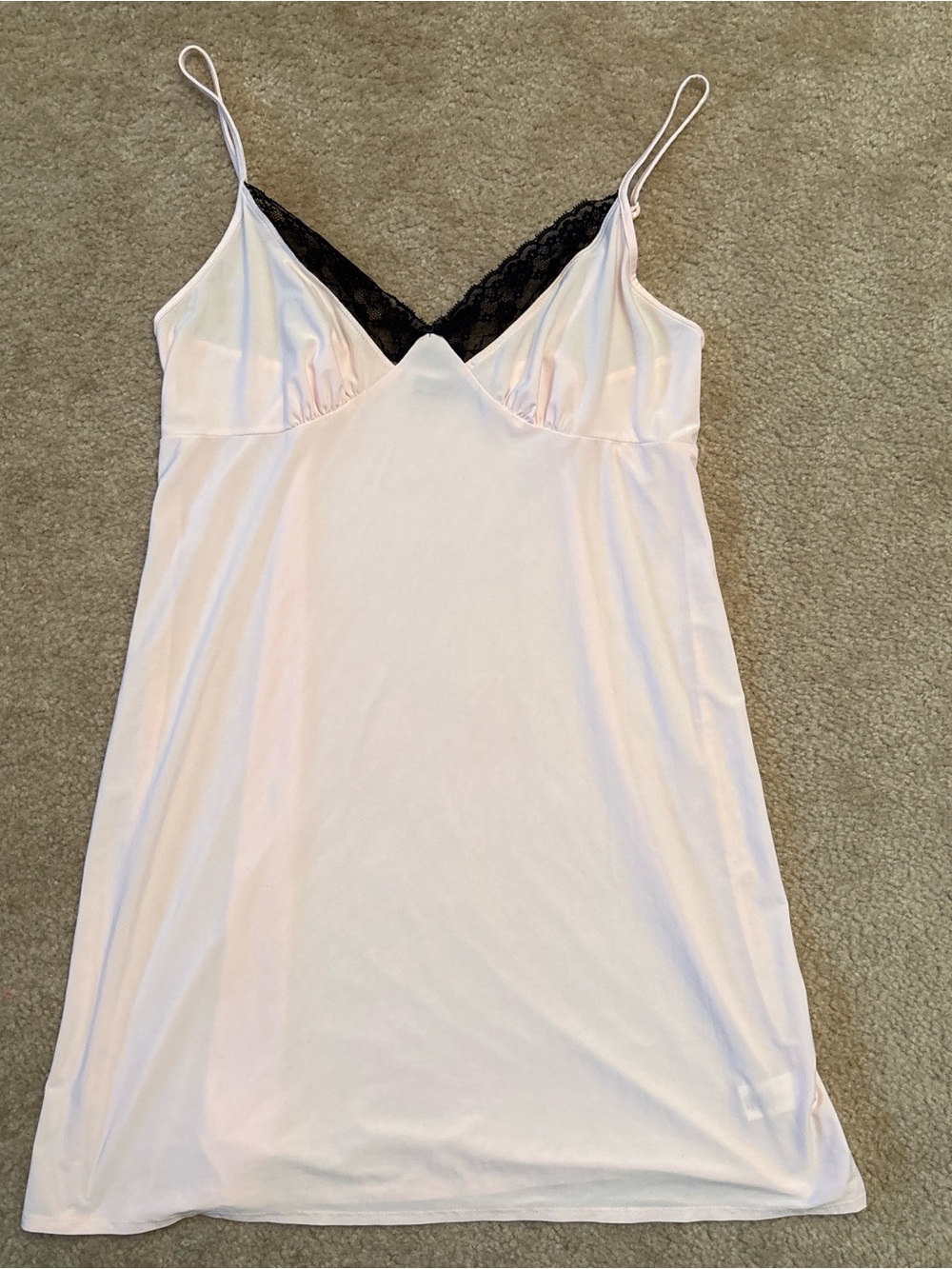Apt. 9 Pale Pink Slip with Black Lace Trim